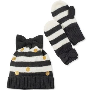 Kate Spade Girls Bow Hat & Mittens Set